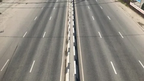 The flow of cars on the freeway top view Stock Footage 156511574