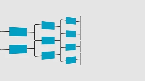 Flow chart, blue geometric shapes in process. Stock Footage 293580305