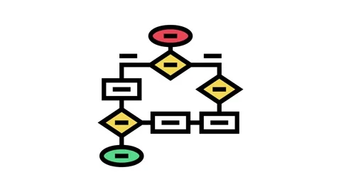 Flow chart color icon animation 動画素材 224949757
