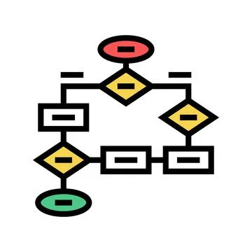 Flow chart color icon vector illustration Stock Illustration