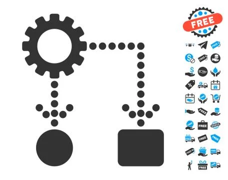 Flow Chart Configuration Icon with Free Bonus Stock Illustration