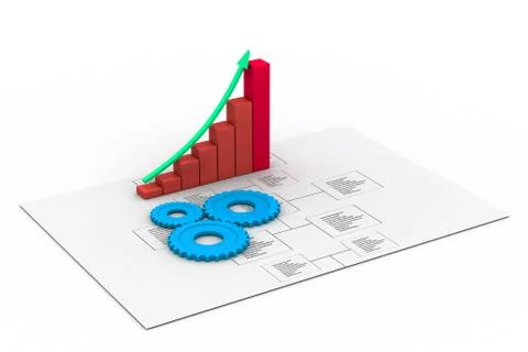 Flow Chart with gears and graph Stock Illustration
