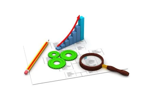 Flow Chart with gears and graph イラスト素材