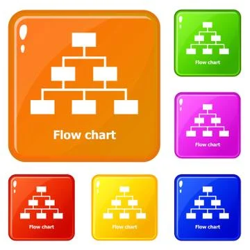 Flow chart icons set vector color 스톡 일러스트