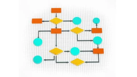 Flow chart isolated on white background. 3D illustration Stock Illustration