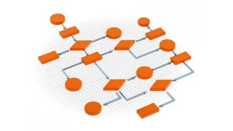 Flow chart isolated on white background. 3D illustration Stock Illustration