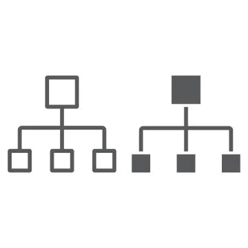 Flow chart line and glyph icon, data 스톡 일러스트