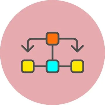 Flow Chart Line Filled Circle Icon Stock Illustration
