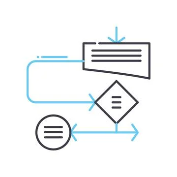 Flow chart line icon, outline symbol, vector illustration, concept sign 스톡 일러스트