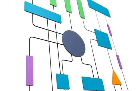  Flow chart or decision tree, close up. Business flow chart, organigram. C... 스톡 사진