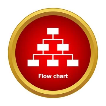 Flow chart organization hierarchy diagram on red button Stock Illustration