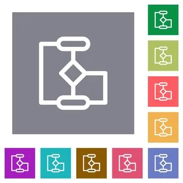 Flow chart outline square flat icons イラスト素材