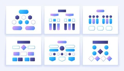Flow chart schemes. Hierarchy block elements for business presentation and 库存插图