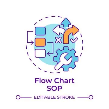 Flow chart sop multi color concept icon Stock Illustration