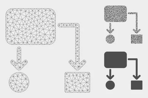 Flow Chart Vector Mesh 2D Model and Triangle Mosaic Icon 스톡 일러스트