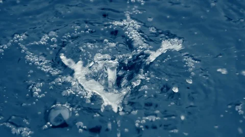 The flow of clean fresh water. Drops and splashes from falling water Stock Footage 128553887
