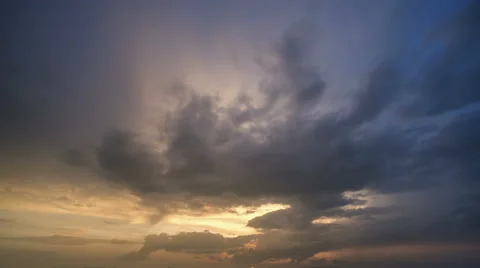 The flow of cloud against the background of sunset. Time lapse. Wide angle Stock Footage 62257954