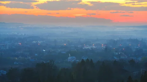 The flow of cloud on a background of the evening city. Time lapse Stock-Footage 61754852