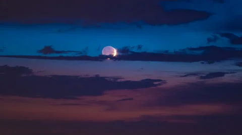 The flow of cloud on the background of the moon. Night time Stock Footage 62922834