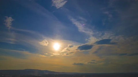 The flow of cloud on a background of a sunset over the city. Time lapse Stock Footage 61752484