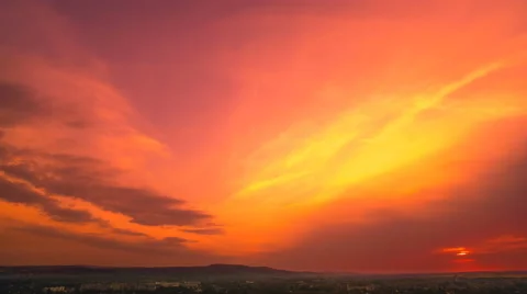The flow of cloud over the city on the background of sunset. Time lapse Stock Footage 62835381