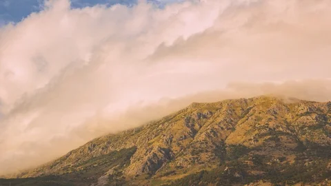 Flow of clouds above the mountain of Rumija, wind rose, Montenegro Stock Footage 88959494