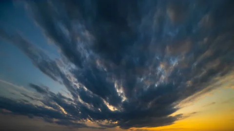 The flow of clouds on the sunrise background. time lapse Stock Footage 110422176