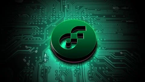 Flow cryptocurrency coin on colorful background, cryptocurrency concept Stock Illustration