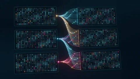 Flow data analytics big data visualization future technology communication Stock Footage 346313615