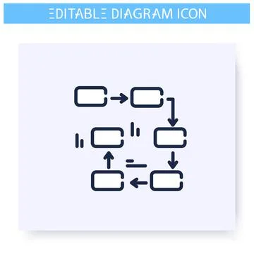 Flow diagram line icon. Editable illustration Stock Illustration