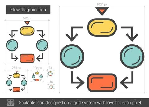 Flow diagram line icon Illustrazione stock