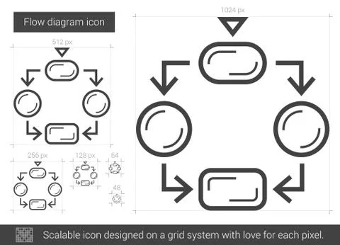 Flow diagram line icon Illustrazione stock