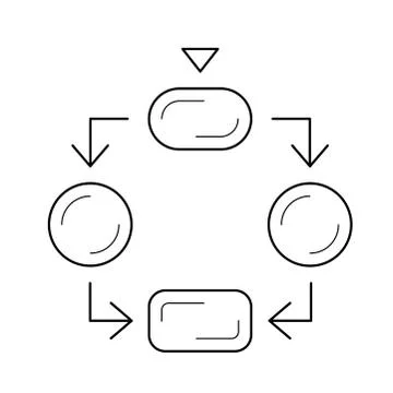 Flow diagram line icon. Illustrazione stock