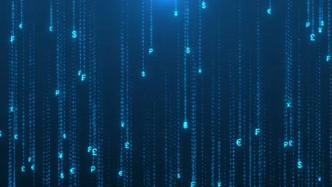 The flow of digital financial and monetary symbols Stock Footage 328920367