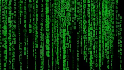 Flow of digital rain of numbers, Digital computer code, Abstract green Stock Footage 301873239