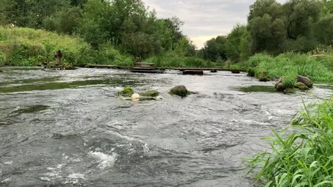 The flow of a fast river with rapids. Stock Footage 316770707