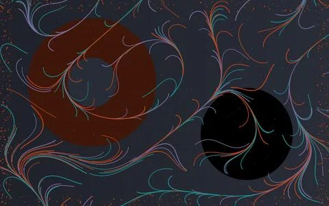 Flow Field Streamline Pattern in Lava Orange and Teal Stock Illustration