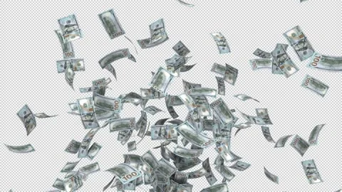 Flow of flying and falling dollar bills pack - with alpha channel. Stock Footage 234369798