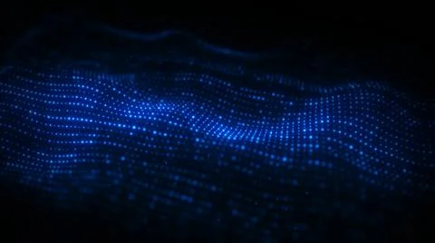 Flow glow bright particles on surface. Fractal  background. Grid, mesh of dot Stock Illustration