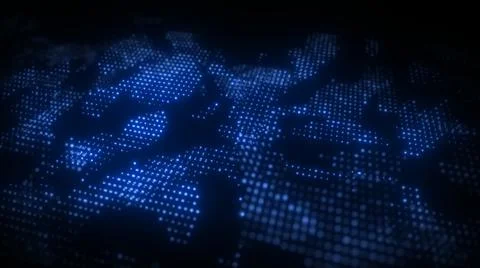 Flow glow bright particles on surface. Fractal  background. Grid, mesh of dot Stock Illustration