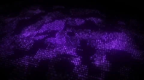 Flow glow bright particles on surface. Fractal  background. Grid, mesh of dot Stock Illustration