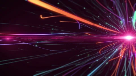 Flow glowing particles with trails on dark background Stock Footage 62466435