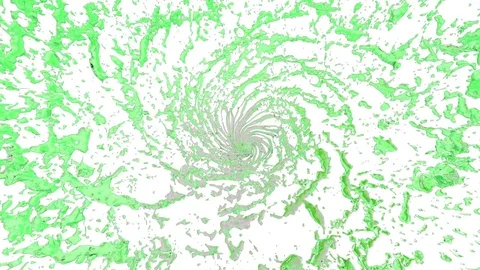 Flow of green liquid as sugar syrup or sweet lemonade spins into a whirlpool or Stock Footage