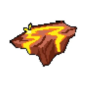 Flow lava platform pixel art vector illustration Stock Illustration