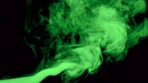 Flow of light green smoke or steam on a black background Vídeos de archivo 96802166