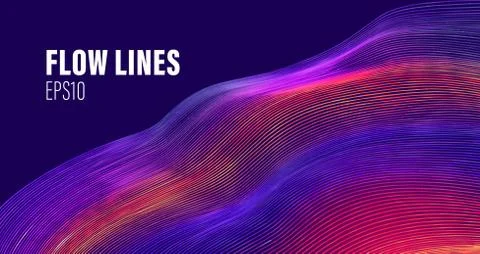Flow lines liquid vector array. Wave flow lines. Motion line wave vector abst Stock Illustration