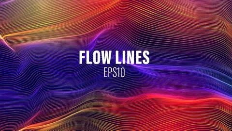 Flow lines vector array. Wave flow lines color abstract dune background イラスト素材