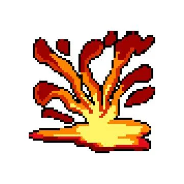 Flow liquid lava pixel art vector illustration Stock Illustration