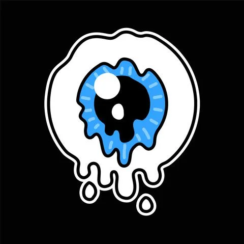 Flow melt psychedelic eye. Vector hand drawn doodle 90s style cartoon character Stock Illustration