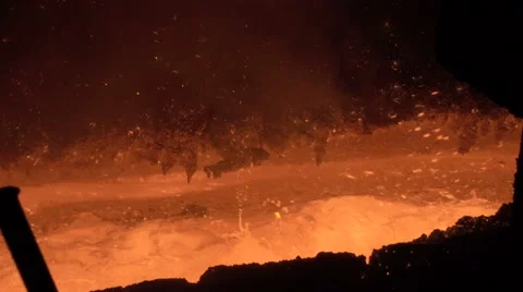 Flow of molten metal close up Stock Footage 56962718